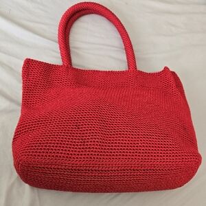 The Sak Elegant Red Crochet Shoulder Women's Handbag Boho Cottagecore
